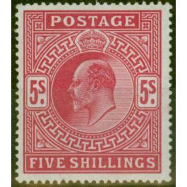 GB 1902 5s Dp Brt Carmine SG264 Fine Lightly Mtd Mint