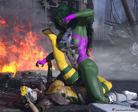 She Hulk And Rogue Clothes Ripping Catfight By AlfaBravo Hentai Foundry