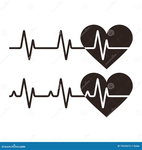 Heart Beat Line Red Healthy Pulse Trace Electrocardiogram Or Ecg