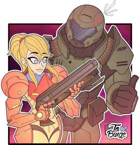 Doomguy And Samus Doomguy And Isabelle Samus Doom Videogame Doom