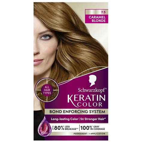 Schwarzkopf Keratin Color Permanent Hair Color Cream 7 5 Caramel Blonde 1 0 Ea Pack Of 2