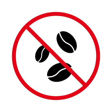 Ban Roasted Caffeine Seed Black Silhouette Icon. Forbidden Coffee Bean