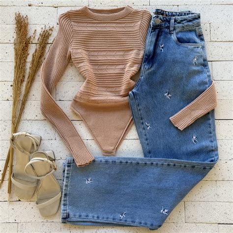 Body Modal Canelado Manga Longa Detalhado Nude Dondoca Moda Feminina