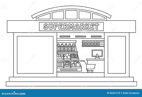 Supermarket Outline Illustration Stock Vector Illustration Of Food