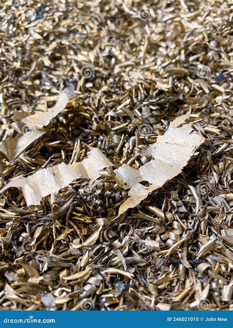 Bronze Scrap Turnings from a Lathe Ready for Recycling Stock Image