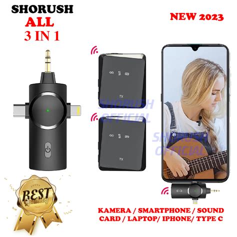 Jual Shorush ALL 3 In 1 Dual Microphone 2 Transmitter Mic Clip On