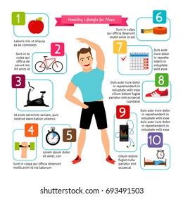healthy lifestyle infographic fitness food active stock vector royalty