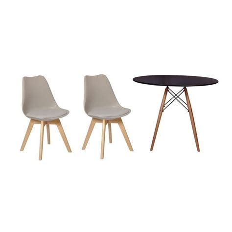 Kit Mesa Jantar Eiffel Cm Preta Cadeiras Leda Nude Madeiramadeira