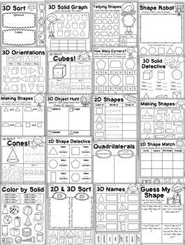 First Grade 2D And 3D Shapes Worksheets By My Teaching Pal TPT