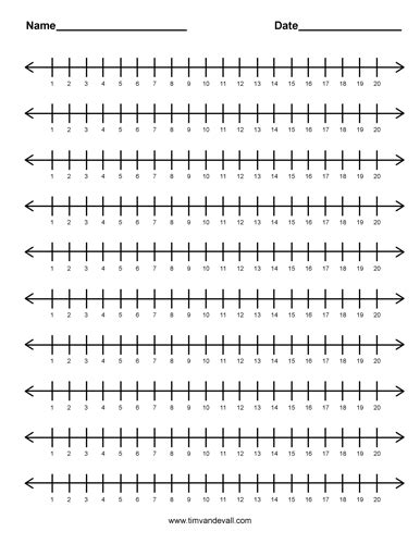 Number line 1-20 for Math Students and Teachers