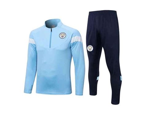 Conjunto Treino Manchester City Agasalho Meio Z Per Azul