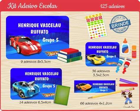 Kit Etiqueta Escolar Hot Wheels Elo Produtos Especiais