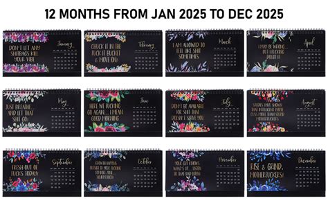 Fuck It Desk Calendar 2025 Funny Novelty Monthly Desktop Calendar For Tired Ass Women Twin