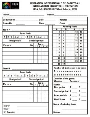 18 Printable fiba basketball score sheet Forms and Templates - Fillable ...