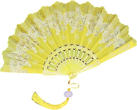 HDGSKBUA Durable Folding Fan Bronzing Butterflies With Elegant Tassel