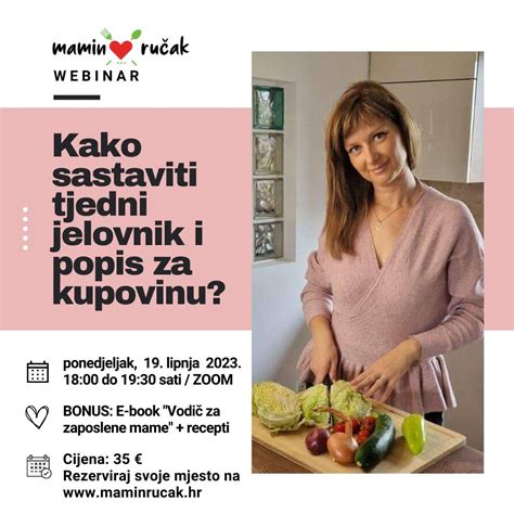 WEBINAR Kako sastaviti tjedni jelovnik i popis za kupovinu Mamin ručak