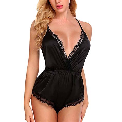 Odeerbi Sexy Lingerie Bodysuit For Women Lace Solid Sedin