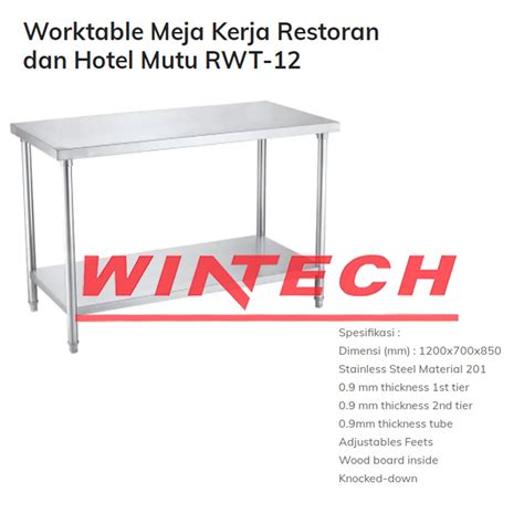 Jual Rwt 12 Meja Panjang Stainless Steel Untuk Dapur Resto Worktable