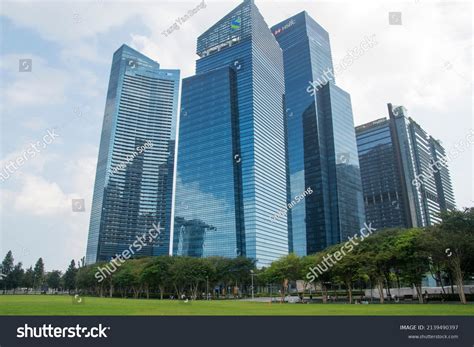 marina bay financial center images stock  vectors