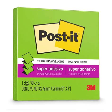 Refil Post It Pop Up 90 Fls 76x76 Mm Verde Neon 3m Papemix