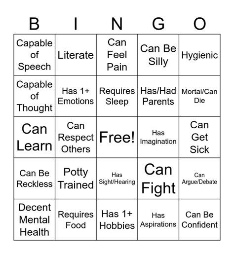Very Easy Bingo Card
