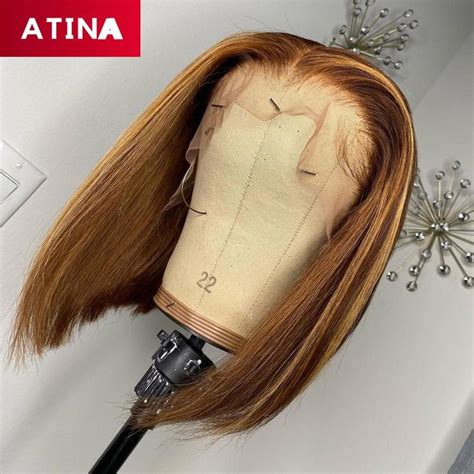 Bob Wig 4 27 Highlight Honey Blonde PrePlucked 13x6 Lace Front Human H Bob Lace Front Wigs