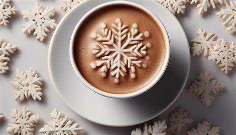 Premium Ai Image Hot Chocolate In A Mug On A Snowy Wood Table Generated By Artificial Intelligence