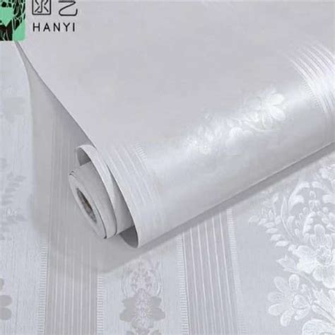 Jual Polos Putih Tekstur Salur Bunga 45 Cm X 10 Mtr Wallpaper