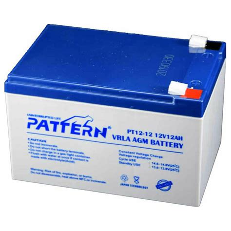PT12-12 PATTERN Επαναφορτιζόμενη Μπαταρία Μολύβδου 12 Volt / 12 Ah ...