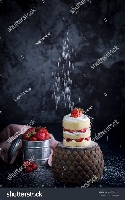 Strawberries Nude Cake Strawberries Dark Background Stock Photo Shutterstock