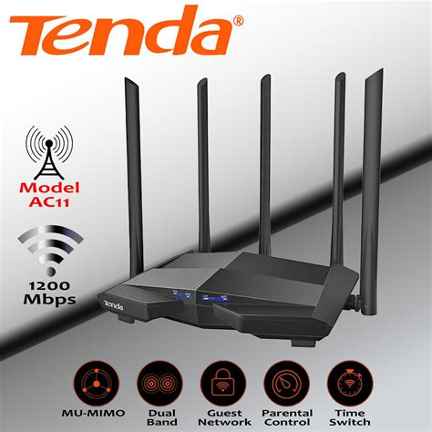 Tenda AC11 1200Mbps Dual Band WiFi Router Wireless Extender Repeater 5 ...