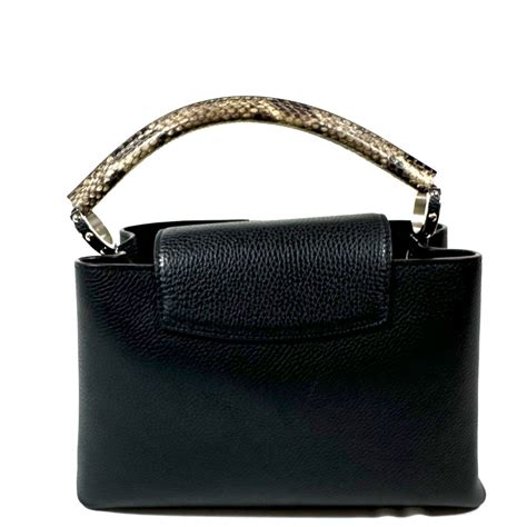 LOUIS VUITTON CAPUCINES MM BAG IN BLACK TAURILLON LEATHER WITH