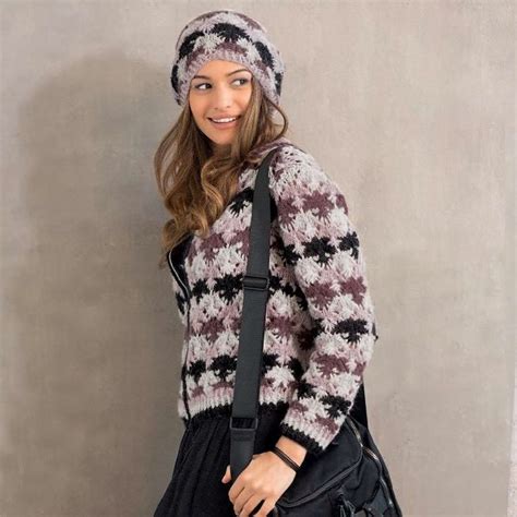 (спицы) Пушистый жакет с шапкой 36-50