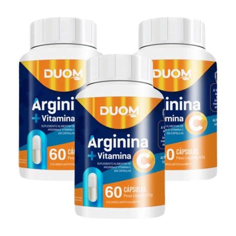 Kit 3 Suplemento Alimentar De Arginina E Vitamina C 60 Capsulas