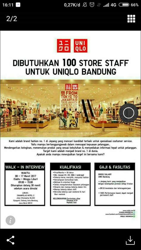 Walk In Interview Uniqlo Bandung Maret 2017 Liputan Media