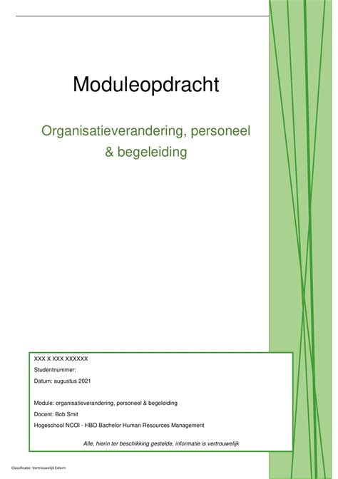 Moduleopdracht Organisatieverandering Personeel Begeleiding Met