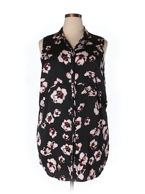 Carmakoma 100 Polyester Floral Black Sleeveless Blouse Size 22 Plus