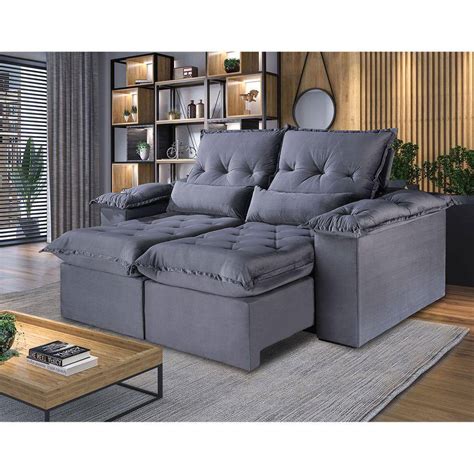 Sofa Retratil Black Friday - Sofa retratil e reclinavel preto 1 90 Black Friday | Vale Pix - Casas Bahia