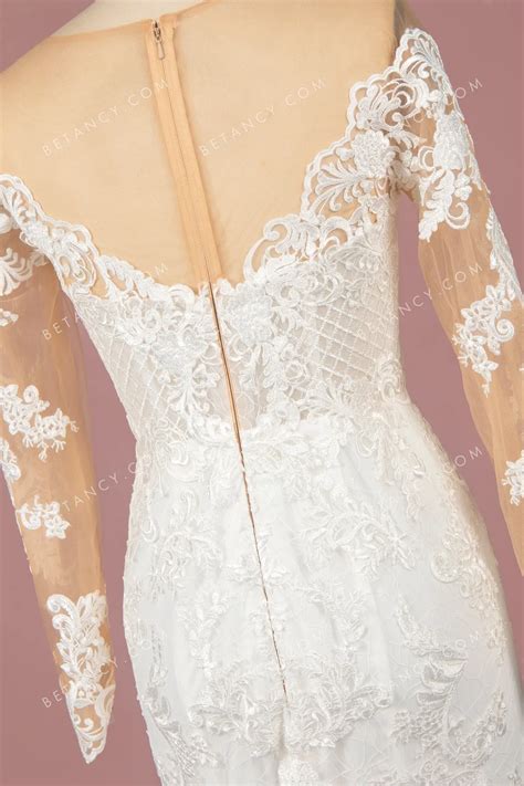 Illusion Nude Mesh Sleeve Lace Wholesale Wedding Dress Betancy