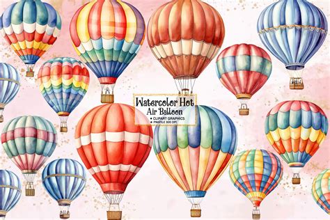 Watercolor Hot Air Balloon Clipart Graphic By Ak Artwork Creative Fabrica