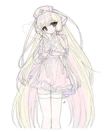 U Emper Chii Chobits Girl Blonde Hair Brown Eyes Closed Mouth Cowboy Shot Dress