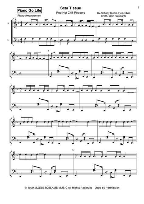 Red Hot Chili Peppers Scar Tissue 楽譜 by Piano Go Life