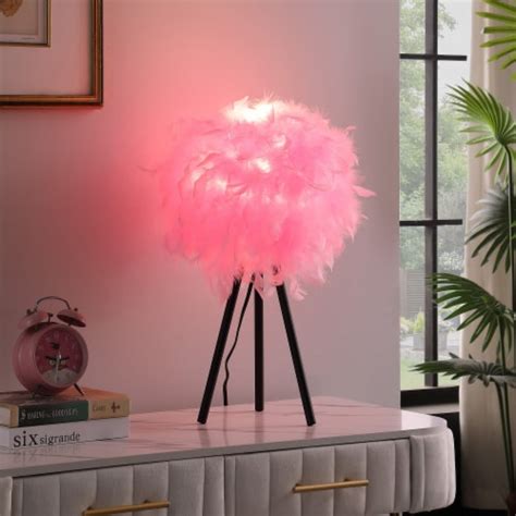 205 In Hot Pink Feather Shade Tripod Modern Metal Table Lamp 1 Kroger