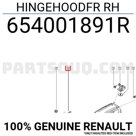 HINGEHOODFR RH 654001891R | Renault Parts | PartSouq