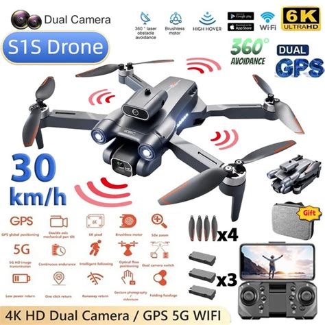 New S1S Drone 4/6K HD Dual Camera Obstacle Avoidance WIFI FPV Optical ...