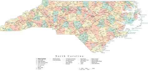 North Carolina County Map With Cities