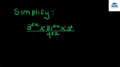 Simplification Of Exponential Expression Exponents Youtube