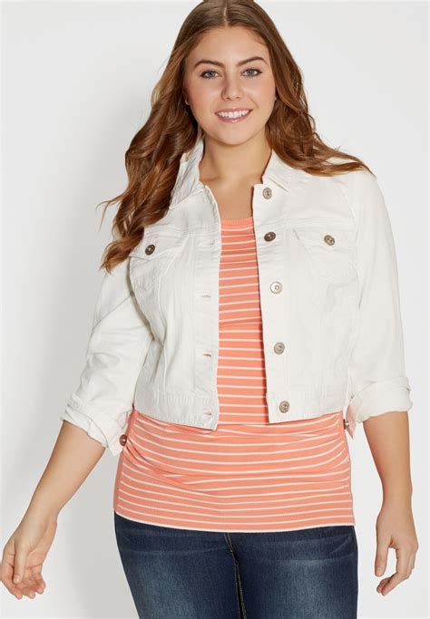 Plus Size Denim Jacket In White Maurices Plus Size Clothes Clothes