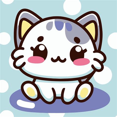 illustration de chat mignon chat kawaii chibi style de dessin vectoriel