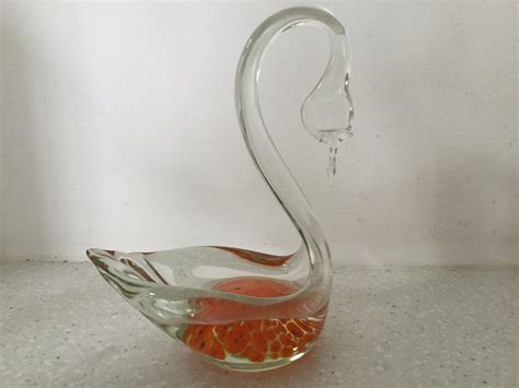 Vintage Glass Swan Etsy